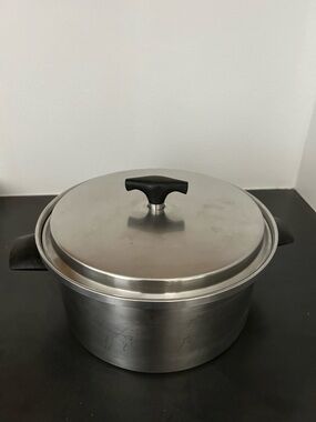 Vintage Kitchen Craft 6 Qt Stock Pot With Lid 3 Ply Stainless Made In USA